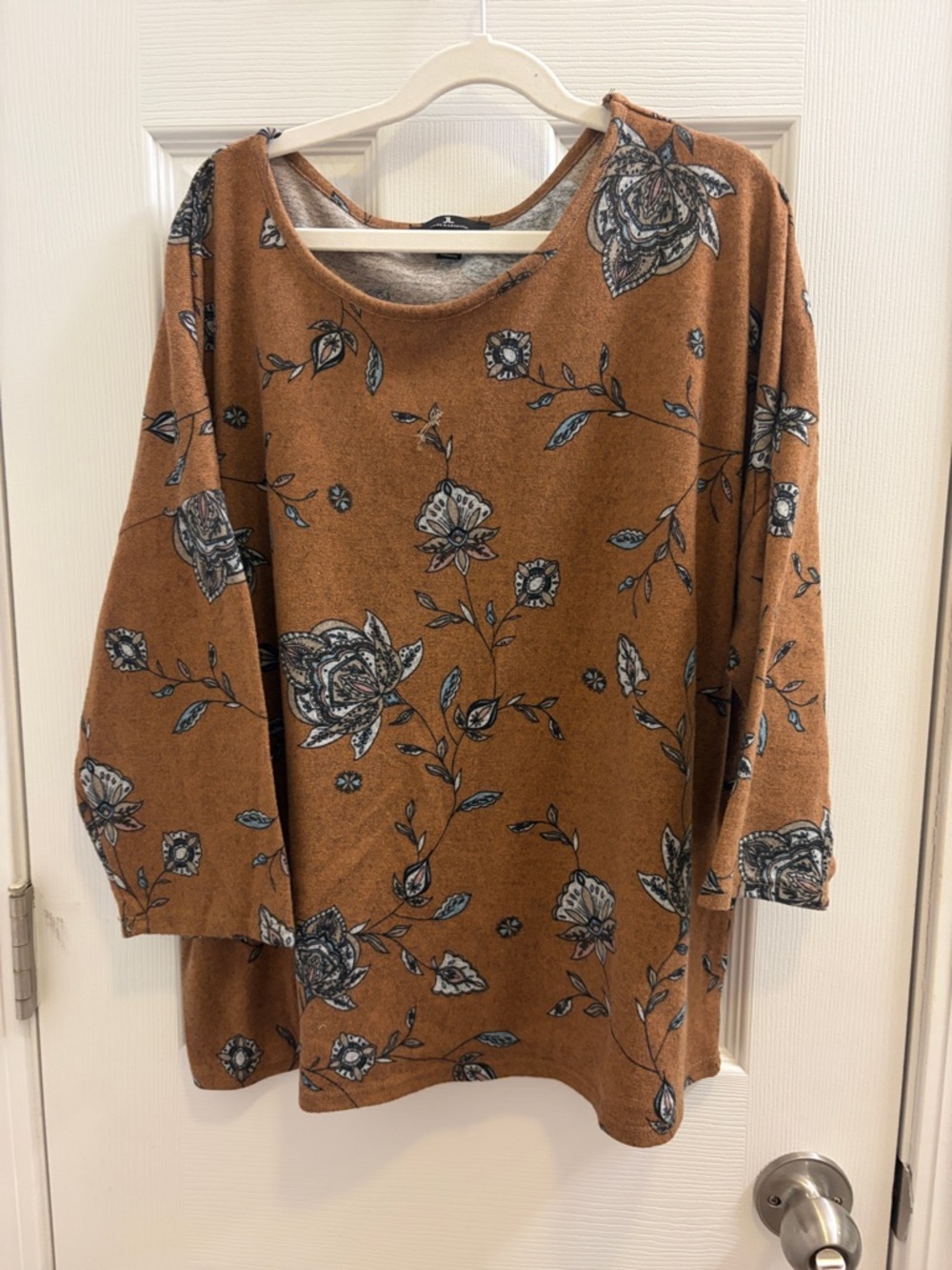 Jules & Leopold Rust Floral Scoop Neck Tunic